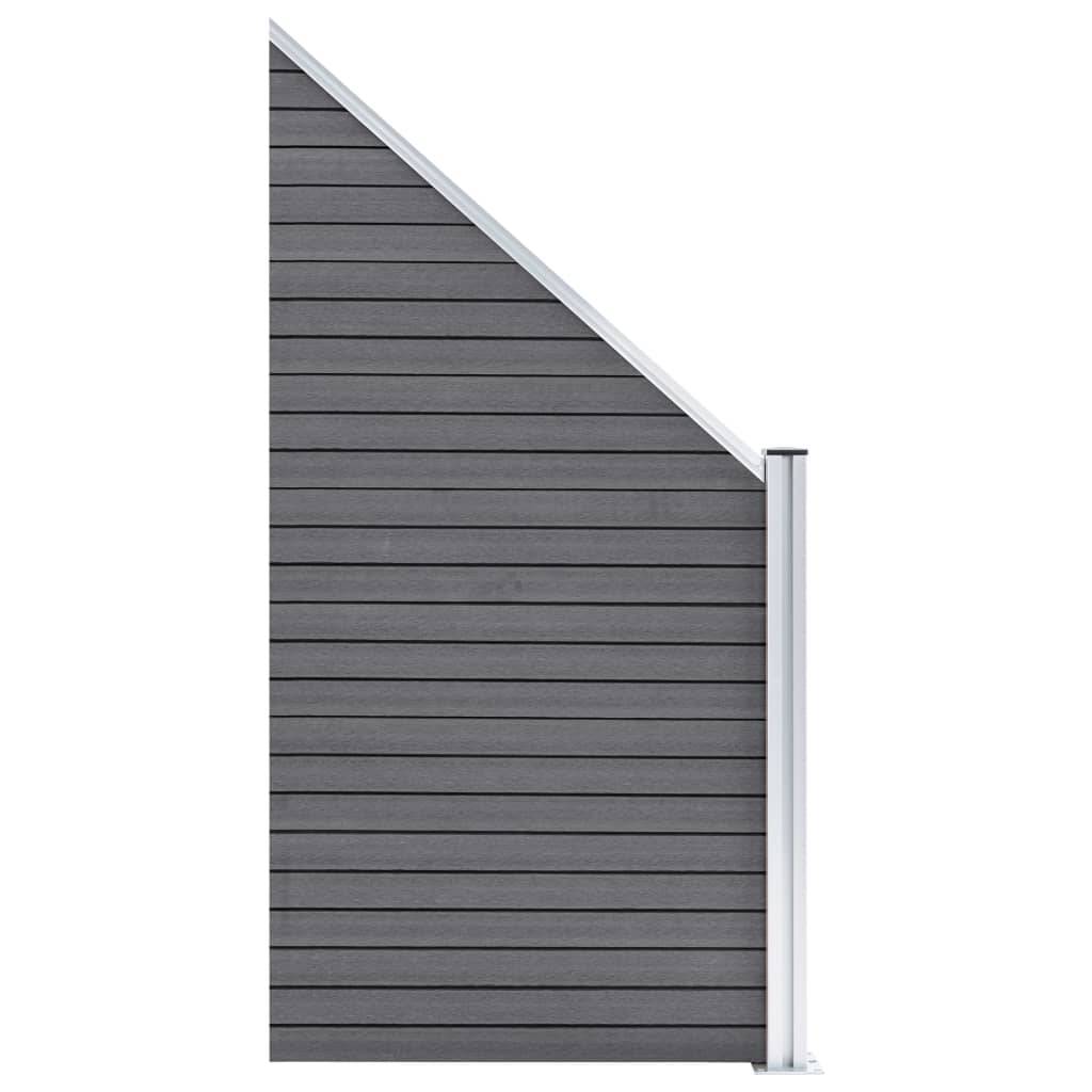 Clôture jardin WPC gris 1484 x 186 cm 8 Carré + 1 Incliné - PANGIVO - Image 6