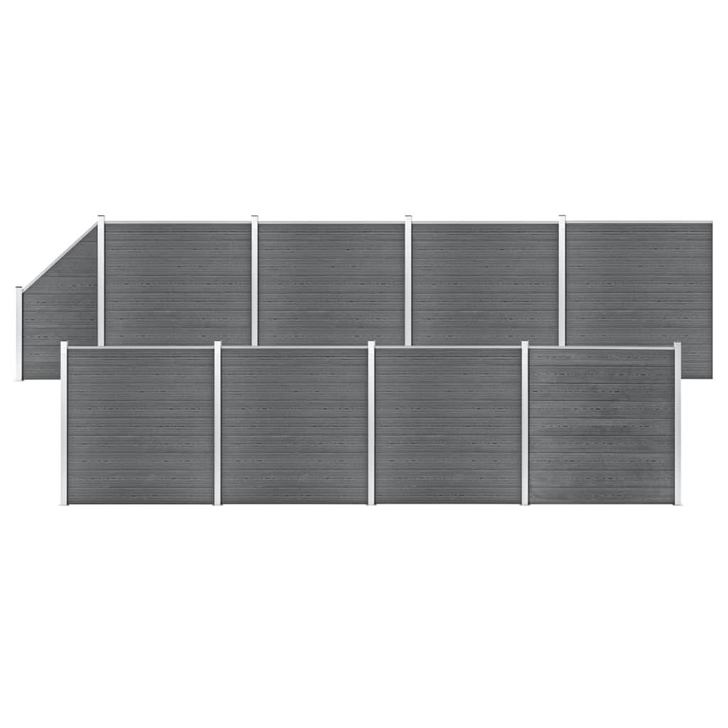 Clôture jardin WPC gris 1484 x 186 cm 8 Carré + 1 Incliné - PANGIVO - Image 1