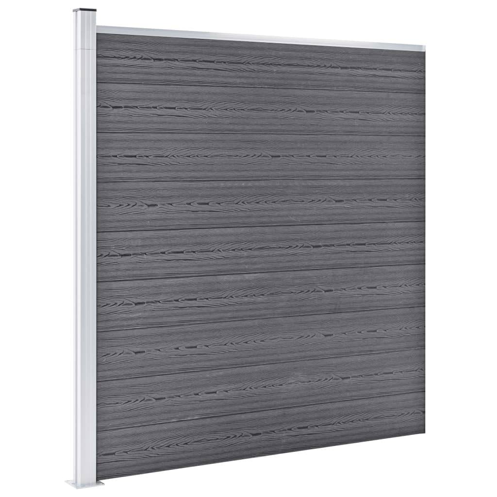 Clôture jardin WPC gris 1484 x 186 cm 8 Carré + 1 Incliné - PANGIVO - Image 2