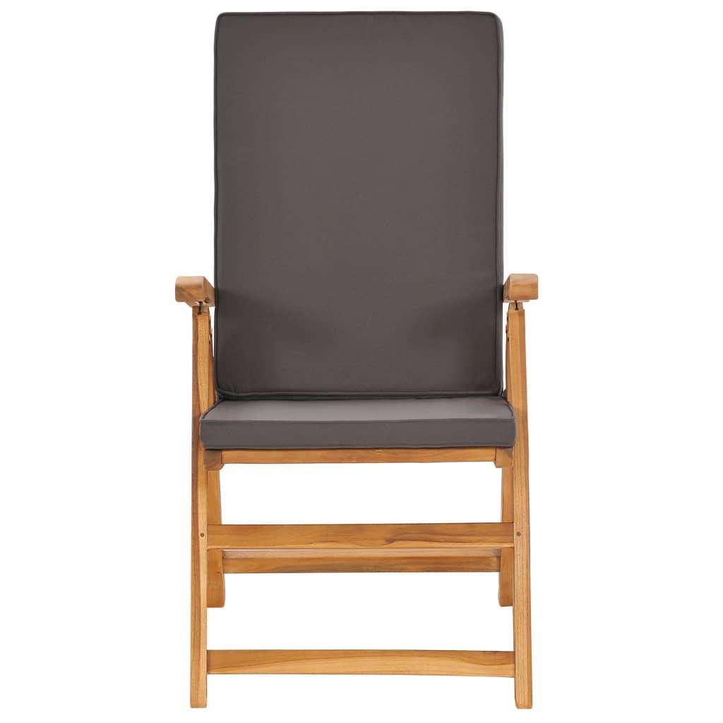 Salon de jardin meuble d'extérieur ensemble de mobilier 5 pièces avec coussins gris bois de teck massif - Image 7