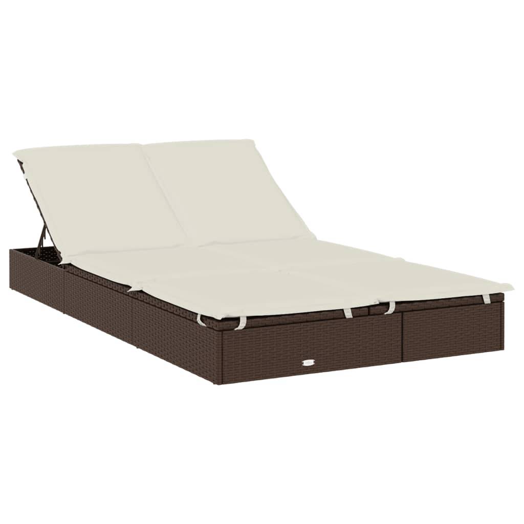 Transat 2 places avec toit rond marron 211 x 112 x 140 cm - PANGIVO - Image 5