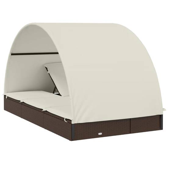 Transat 2 places avec toit rond marron 211 x 112 x 140 cm - PANGIVO - Image 8