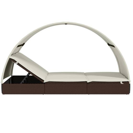 Transat 2 places avec toit rond marron 211 x 112 x 140 cm - PANGIVO - Image 7