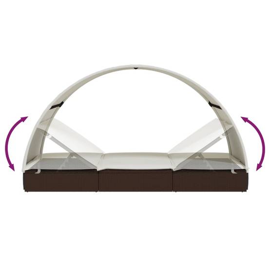 Transat 2 places avec toit rond marron 211 x 112 x 140 cm - PANGIVO - Image 10