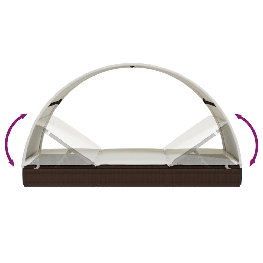Transat 2 places avec toit rond marron 211 x 112 x 140 cm - PANGIVO - Image 10