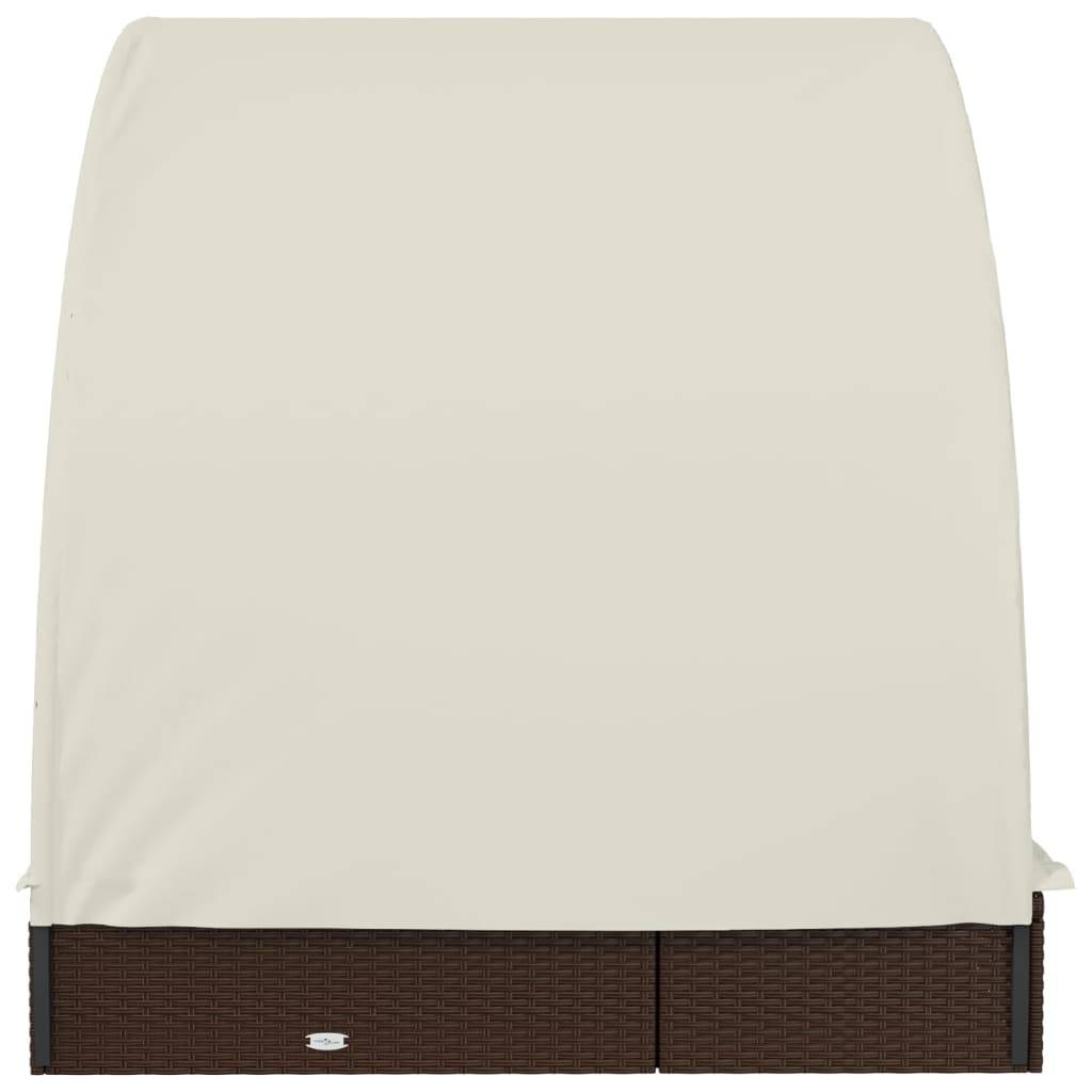 Transat 2 places avec toit rond marron 211 x 112 x 140 cm - PANGIVO - Image 6