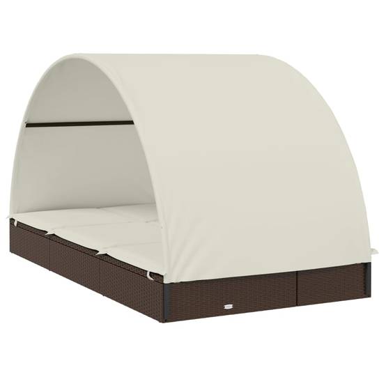 Transat 2 places avec toit rond marron 211 x 112 x 140 cm - PANGIVO - Image 4