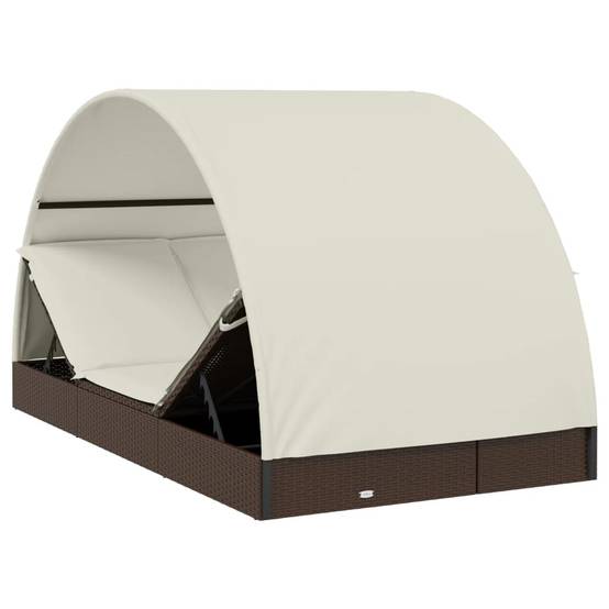 Transat 2 places avec toit rond marron 211 x 112 x 140 cm - PANGIVO - Image 9