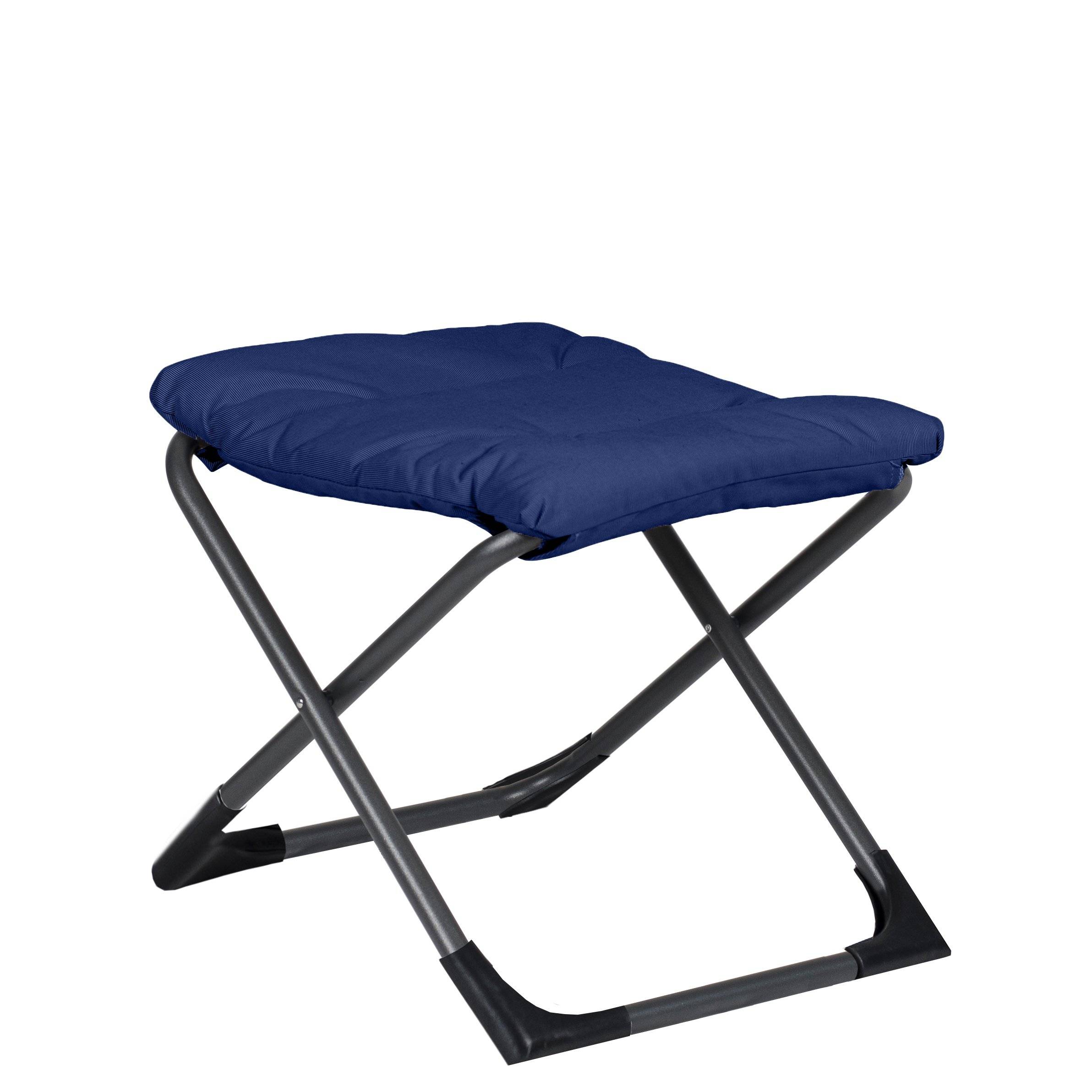 Fiam - Repose-Pieds CHICO SOFT Acier ANTHRACITE Oléfine BLEU MARINE 49x60x47 cm FIAM