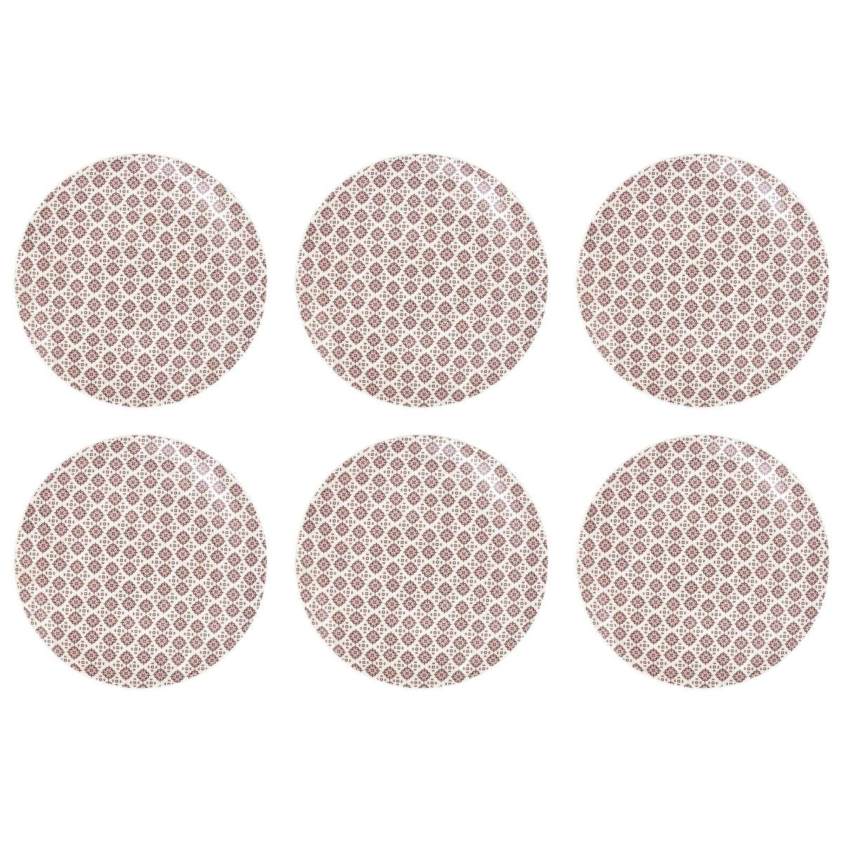 The Home Deco Factory - Assiette en porcelaine imprimée Cottage 25 cm (Lot de 6) - Image 1