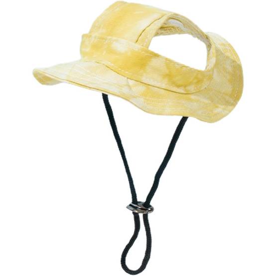 Chapeau de princesse pour chien - Bord large, réglable - Protection solaire - Taille unique (3-5,5 kg) -jaune- Living123 - Image 2