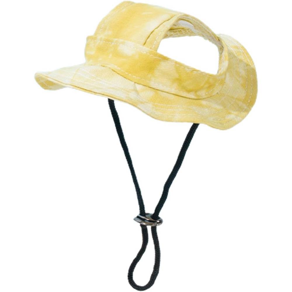 Chapeau de princesse pour chien - Bord large, réglable - Protection solaire - Taille unique (3-5,5 kg) -jaune- Living123 - Image 2