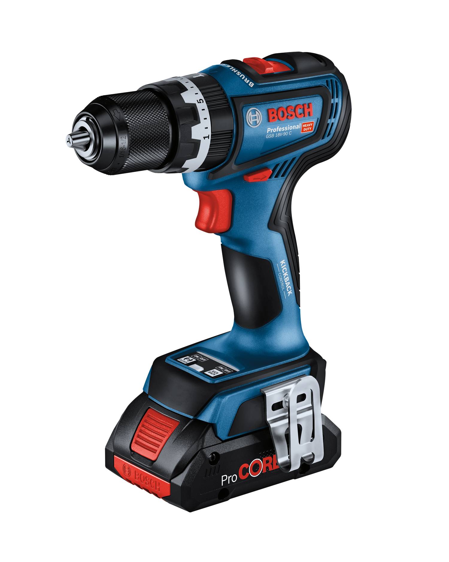 Bosch Professional - Perceuse visseuse percussion GSB 18V-90 C BOSCH - 2 batt. 4Ah Procore + GAL 18V-40 + Coffret L-Boxx - 06019K6104 - Image 2