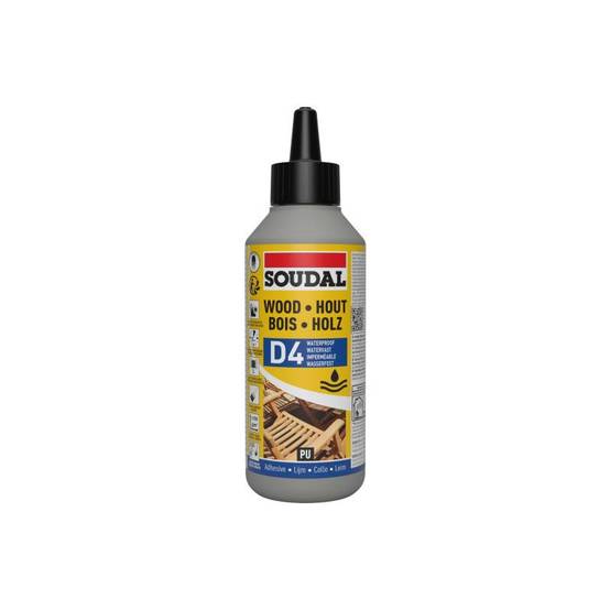 66A - Colle à bois PU résistant à l'eau D4 - Soudal - 250 g