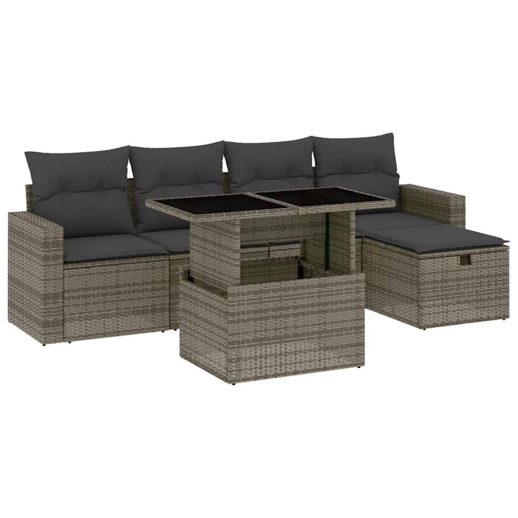 Vidaxl - Salon de jardin 6 pcs avec coussins gris résine tressée vidaXL 3274810 - Image 2