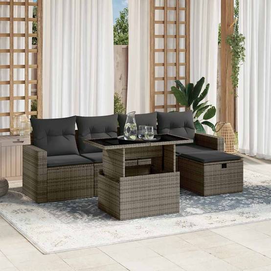 Vidaxl - Salon de jardin 6 pcs avec coussins gris résine tressée vidaXL 3274810 - Image 1