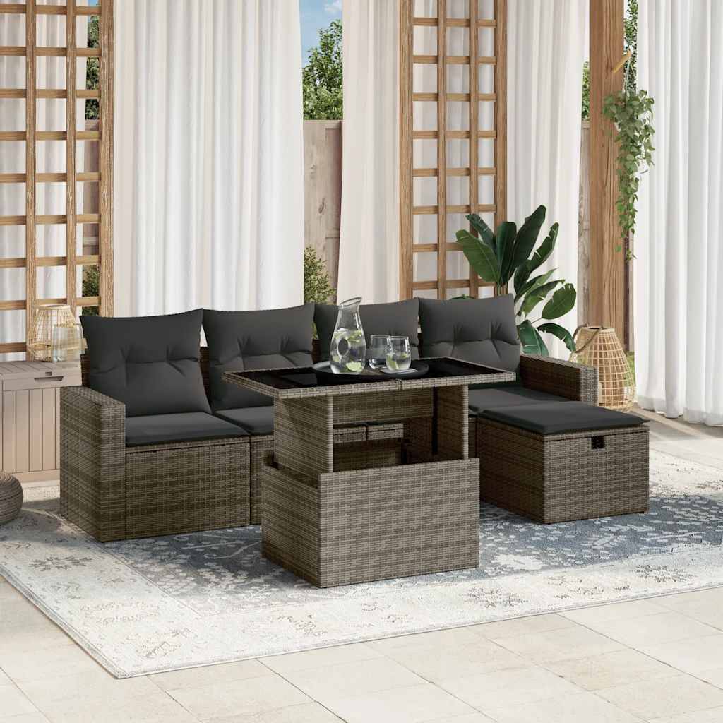 Vidaxl - Salon de jardin 6 pcs avec coussins gris résine tressée vidaXL 3274810 - Image 1