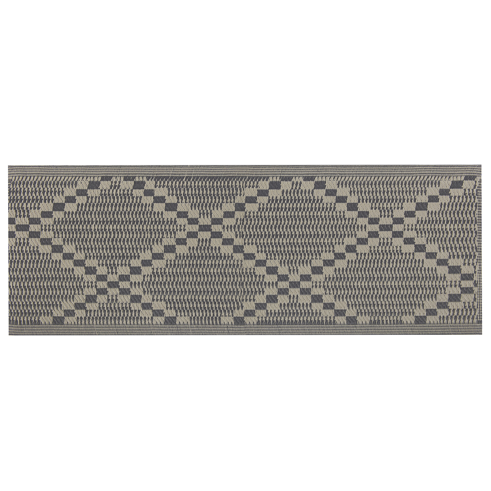 Beliani - Tapis Extérieur et Intérieur Gris et Marron en Polypropylène Motif à Carreaux pour Salon ou Terrasse au Style Minimaliste Moderne 60 x 105 cm Beliani - Image 1