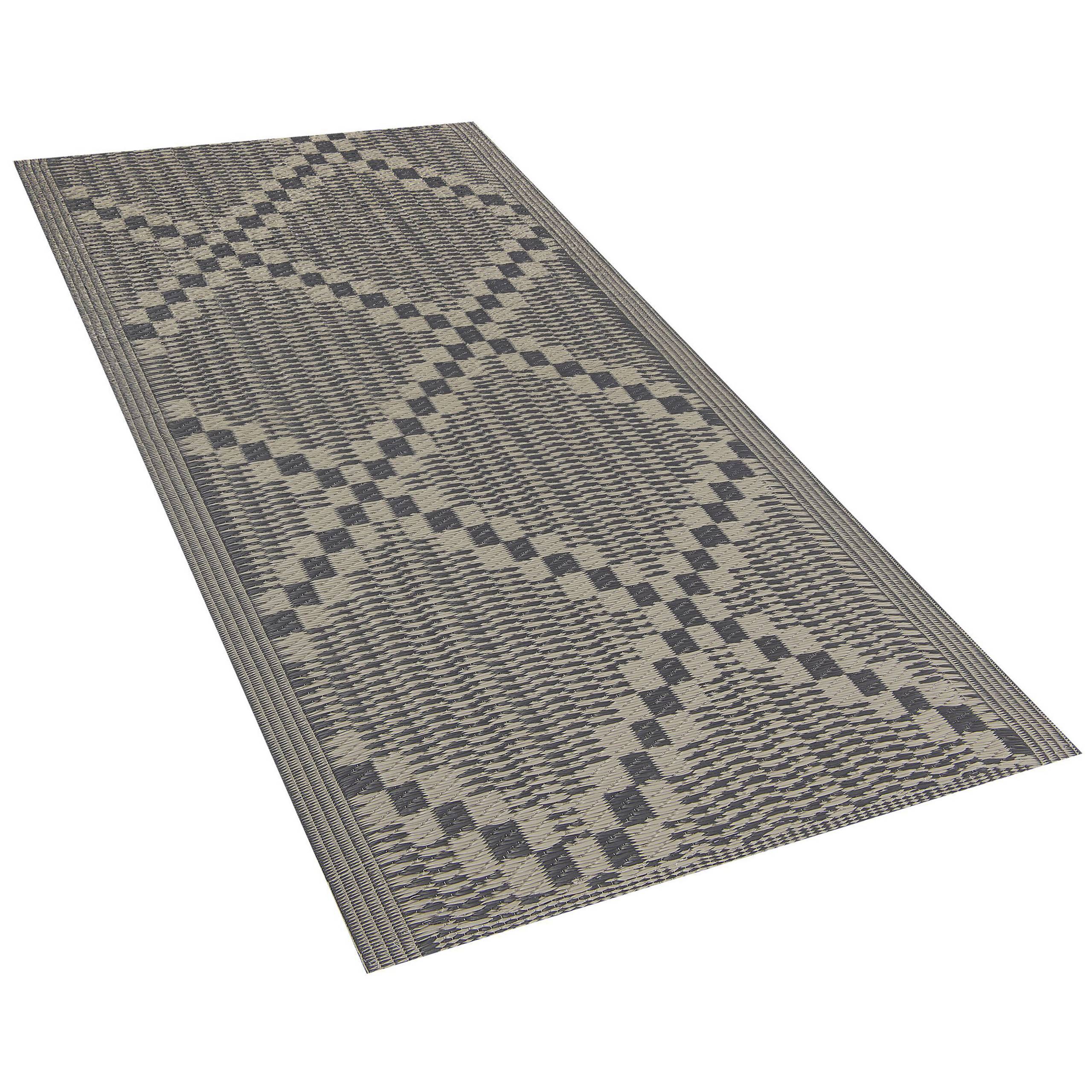 Beliani - Tapis Extérieur et Intérieur Gris et Marron en Polypropylène Motif à Carreaux pour Salon ou Terrasse au Style Minimaliste Moderne 60 x 105 cm Beliani - Image 4