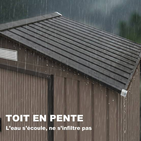 Abri de Jardin 2,77 m² cabane de jardin armoire de jardin Dim. 213L x 130l x 185H cm Porte coulissante Acier marron - Image 9