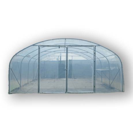 Serre tunnel PRO-500 larg 5 m, Long 8 m, Façade 2 portes simples - Image 1