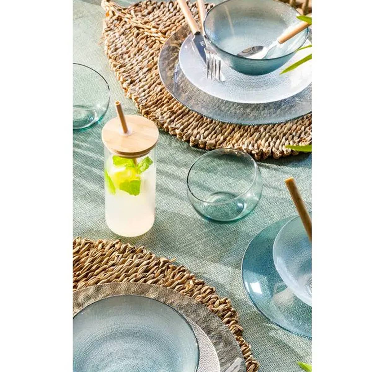 Chope & Paille en Verre "Palm" 40cl Transparent - Image 3
