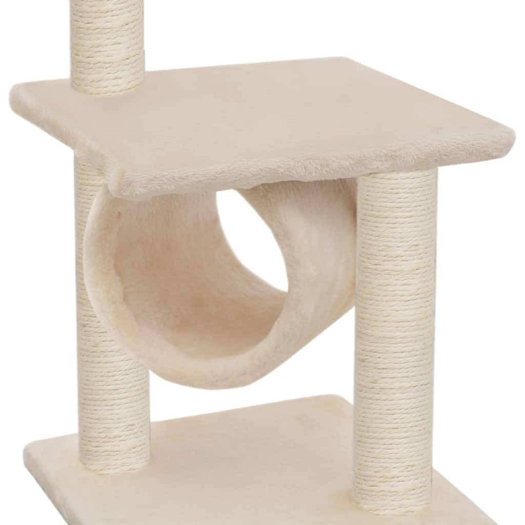 Helloshop26 - Arbre à chat griffoir grattoir niche jouet animaux peluché en sisal 65 cm beige - Image 4