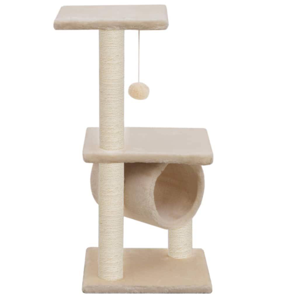 Helloshop26 - Arbre à chat griffoir grattoir niche jouet animaux peluché en sisal 65 cm beige - Image 2
