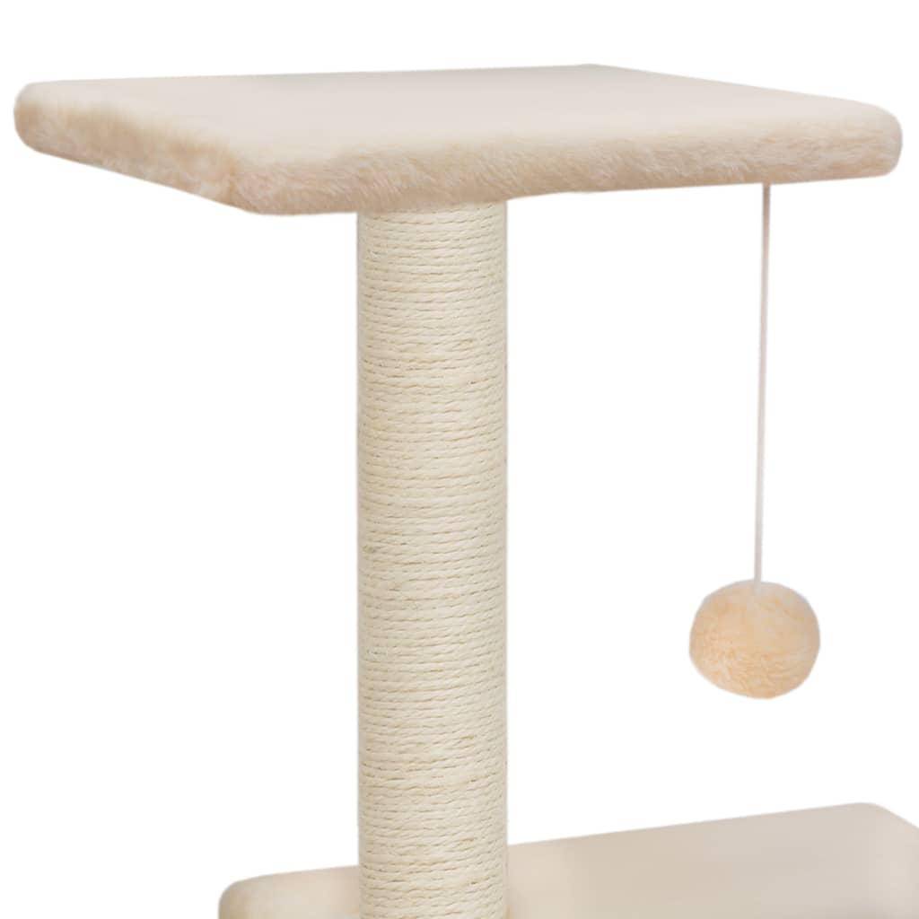 Helloshop26 - Arbre à chat griffoir grattoir niche jouet animaux peluché en sisal 65 cm beige - Image 5