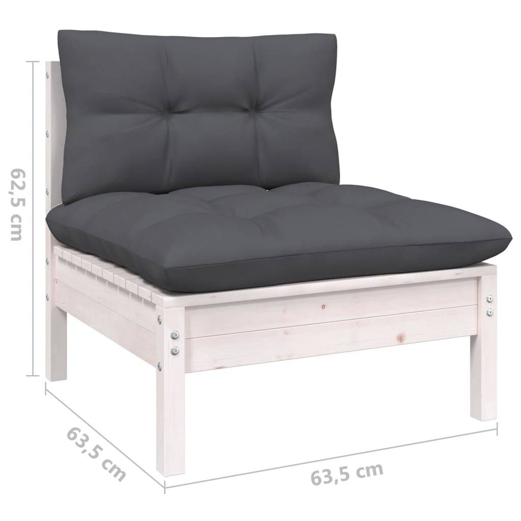 Prolenta Premium - Salon complet 9 places bois de pin et tissu (100 % polyester) blanc 63,5 x 63,5 x 62,5 cm - Prolen - Image 5