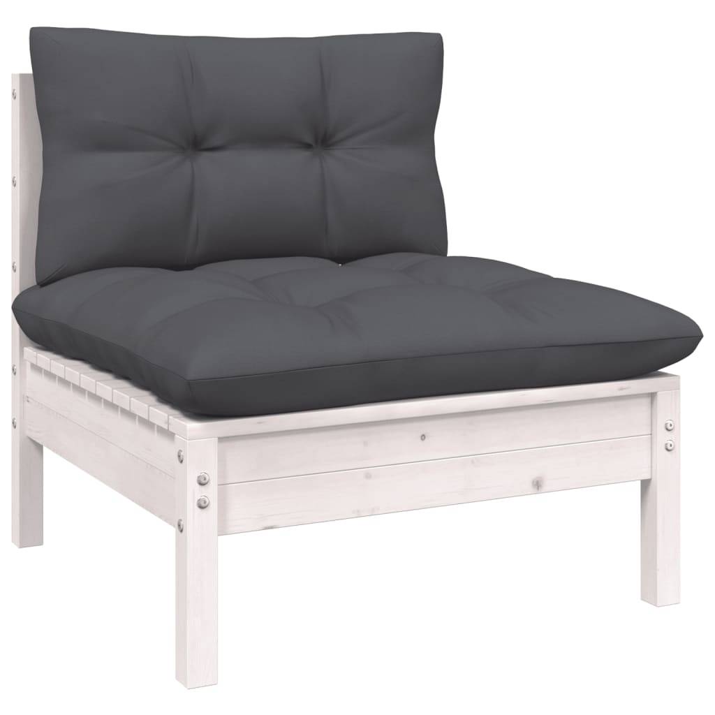 Prolenta Premium - Salon complet 9 places bois de pin et tissu (100 % polyester) blanc 63,5 x 63,5 x 62,5 cm - Prolen - Image 3