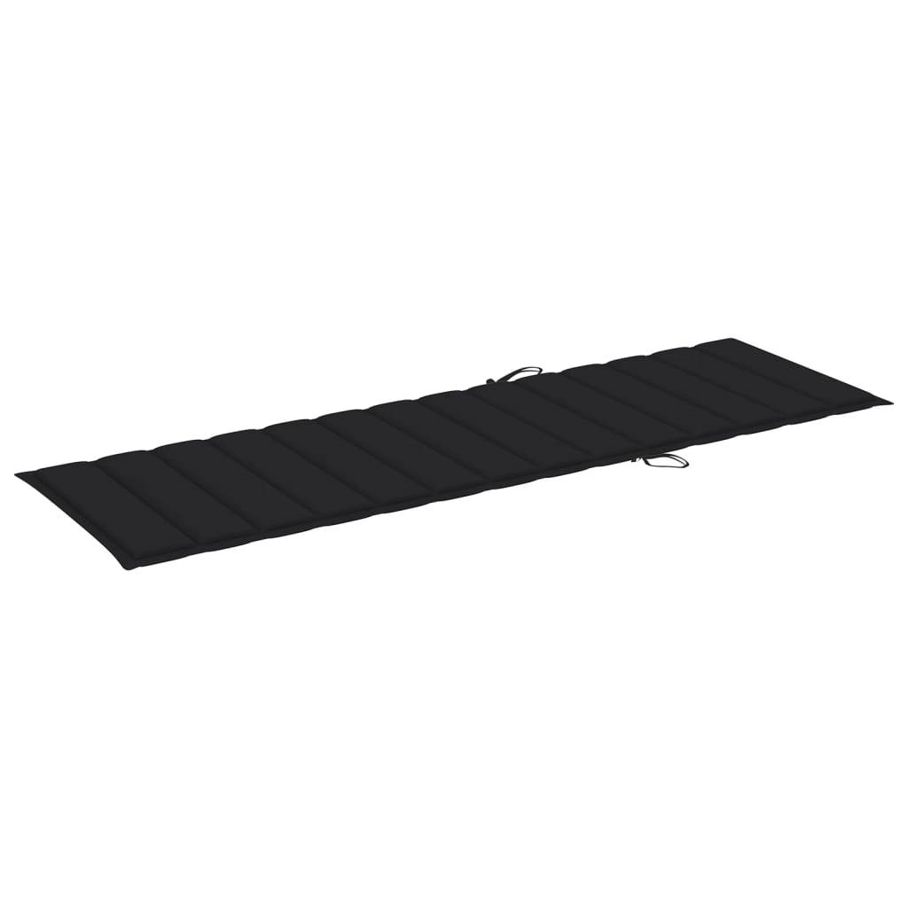 Helloshop26 - Transat chaise longue bain de soleil lit de jardin terrasse meuble d'extérieur avec coussin noir bois de pin imprégné - Image 5