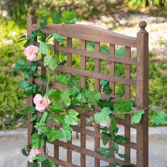 Bac surélevé avec treillis, jardinière fleurs, arche rosier, bois, 64x28x120 cm, brun foncé - Image 9