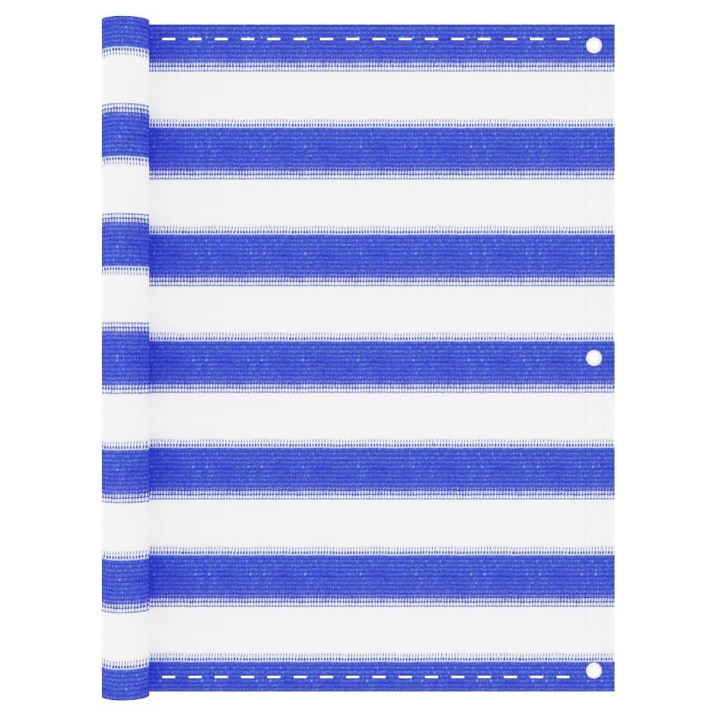 Helloshop26 - Écran de balcon brise pare vue protection confidentialité 75 x 400 cm PEHD bleu et blanc - Image 1