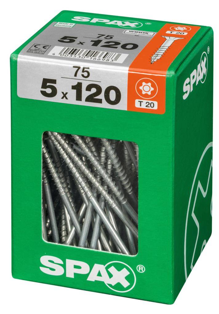 Spax - Lot de 75 vis acier tête plate SPAX, Diam.5 mm x L.120 mm - Image 4