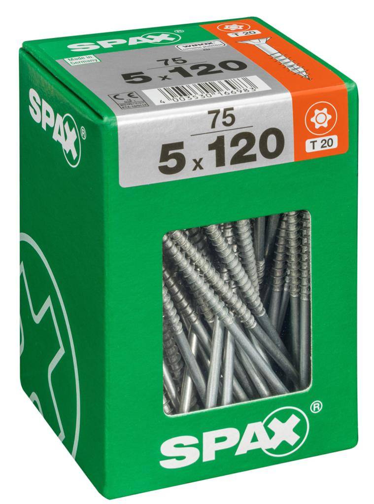 Spax - Lot de 75 vis acier tête plate SPAX, Diam.5 mm x L.120 mm - Image 1