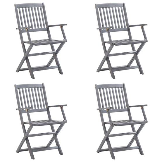 Lot de 4 chaises de jardin bois d'acacia gris 54 x 61 x 88 cm - PANGIVO - Image 2