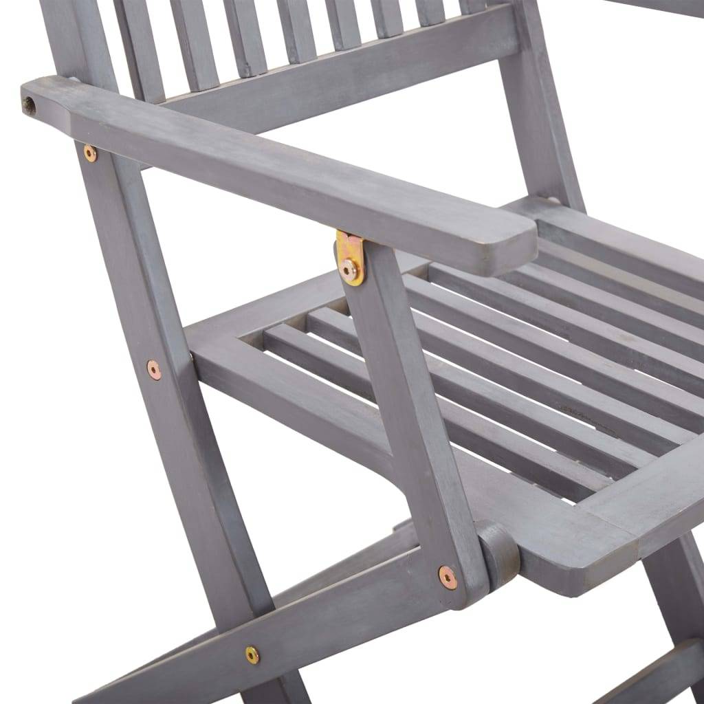 Lot de 4 chaises de jardin bois d'acacia gris 54 x 61 x 88 cm - PANGIVO - Image 8