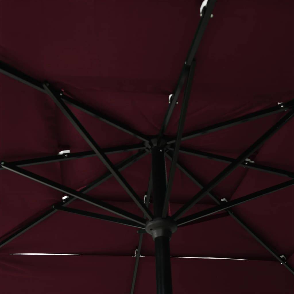 Helloshop26 - Parasol à 3 niveaux avec mât en aluminium 2,5 x 2,5 m rouge bordeaux - Image 5