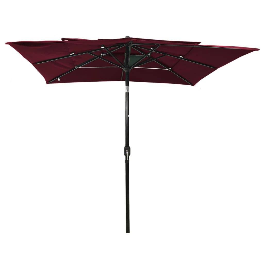 Helloshop26 - Parasol à 3 niveaux avec mât en aluminium 2,5 x 2,5 m rouge bordeaux - Image 2