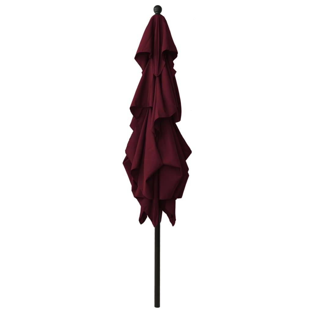 Helloshop26 - Parasol à 3 niveaux avec mât en aluminium 2,5 x 2,5 m rouge bordeaux - Image 3