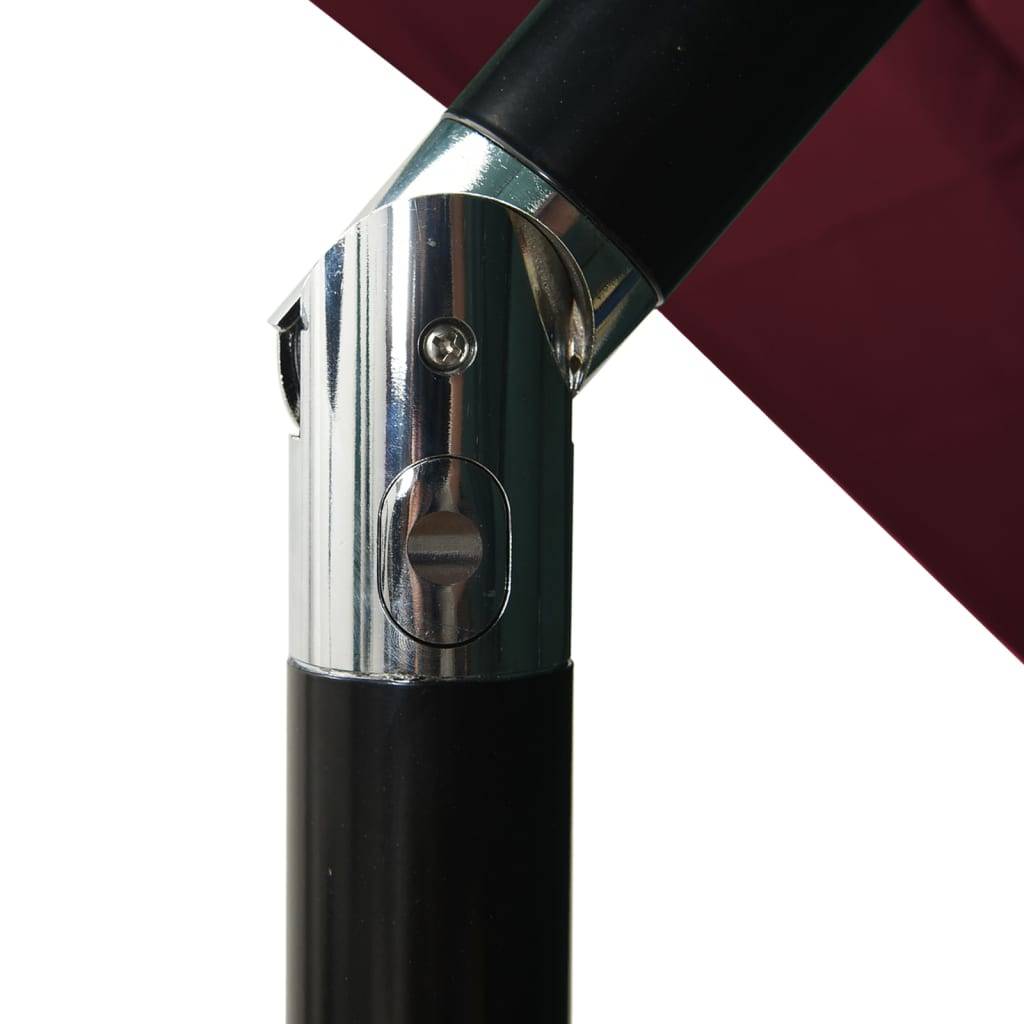 Helloshop26 - Parasol à 3 niveaux avec mât en aluminium 2,5 x 2,5 m rouge bordeaux - Image 6