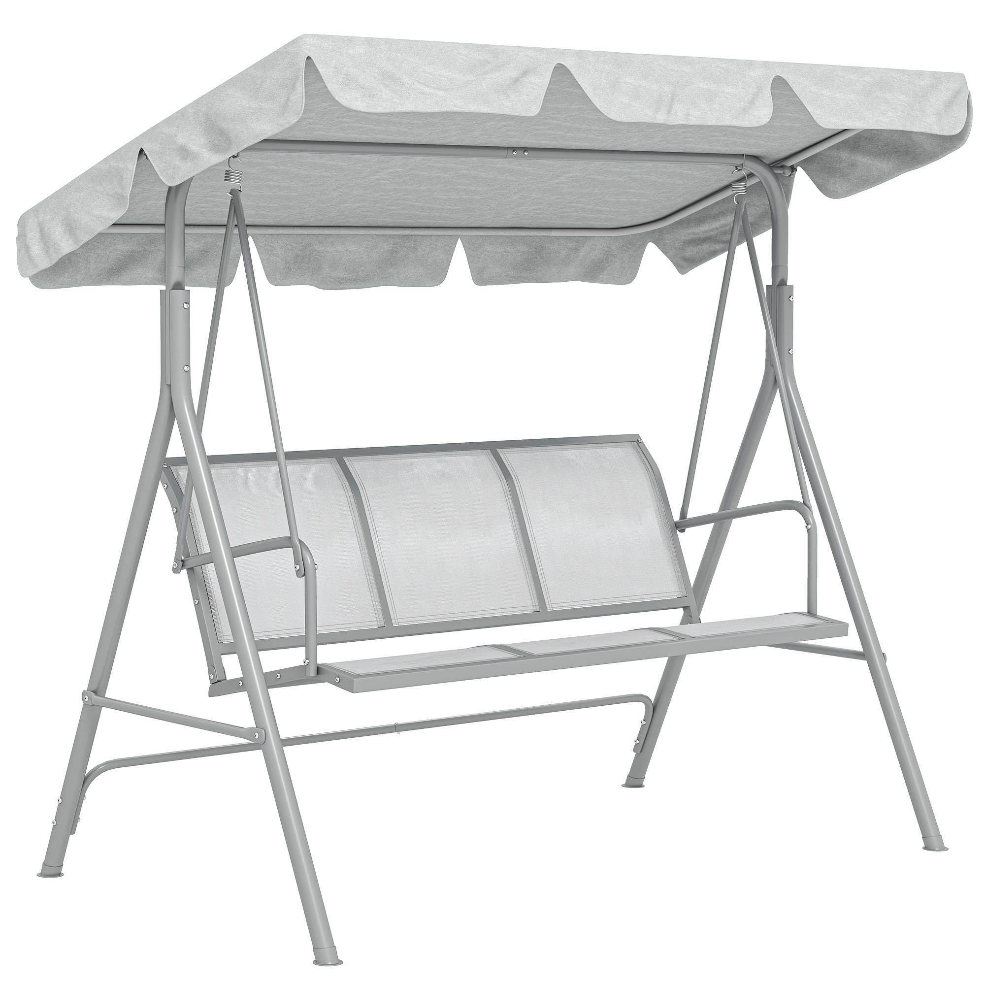 Balancelle de Jardin 3 Places Grand Confort Toit imperméabilisé Inclinaison réglable Assise et Dossier Ergonomique Gris - Image 1