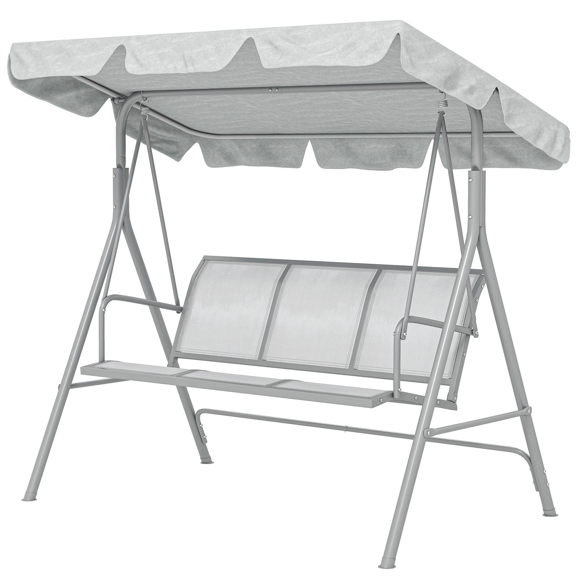 Balancelle de Jardin 3 Places Grand Confort Toit imperméabilisé Inclinaison réglable Assise et Dossier Ergonomique Gris - Image 2