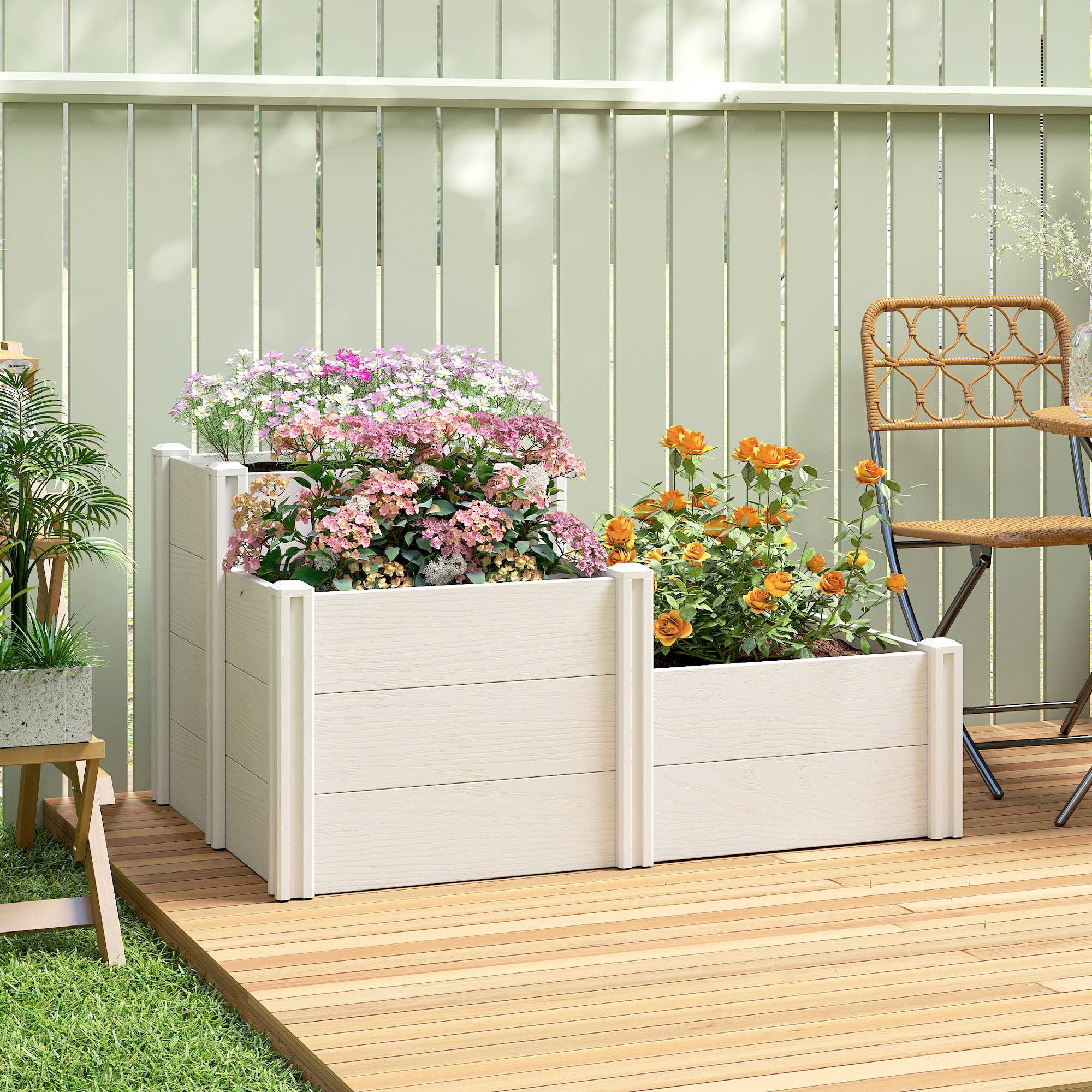 ComfortXL - Carré potager modulable 3 niveaux plastique jardin fond ouvert empilable 120x80 cm blanc - ComfortXL Outdoor Living - Image 3