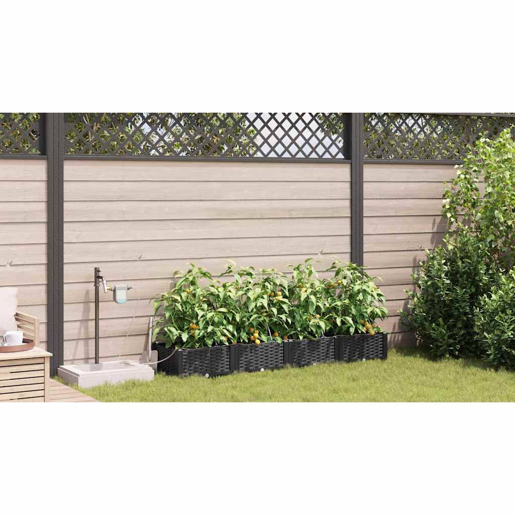 Cache-pot de jardin 4 pcs | Bac à fleurs Noir Acier - Image 4