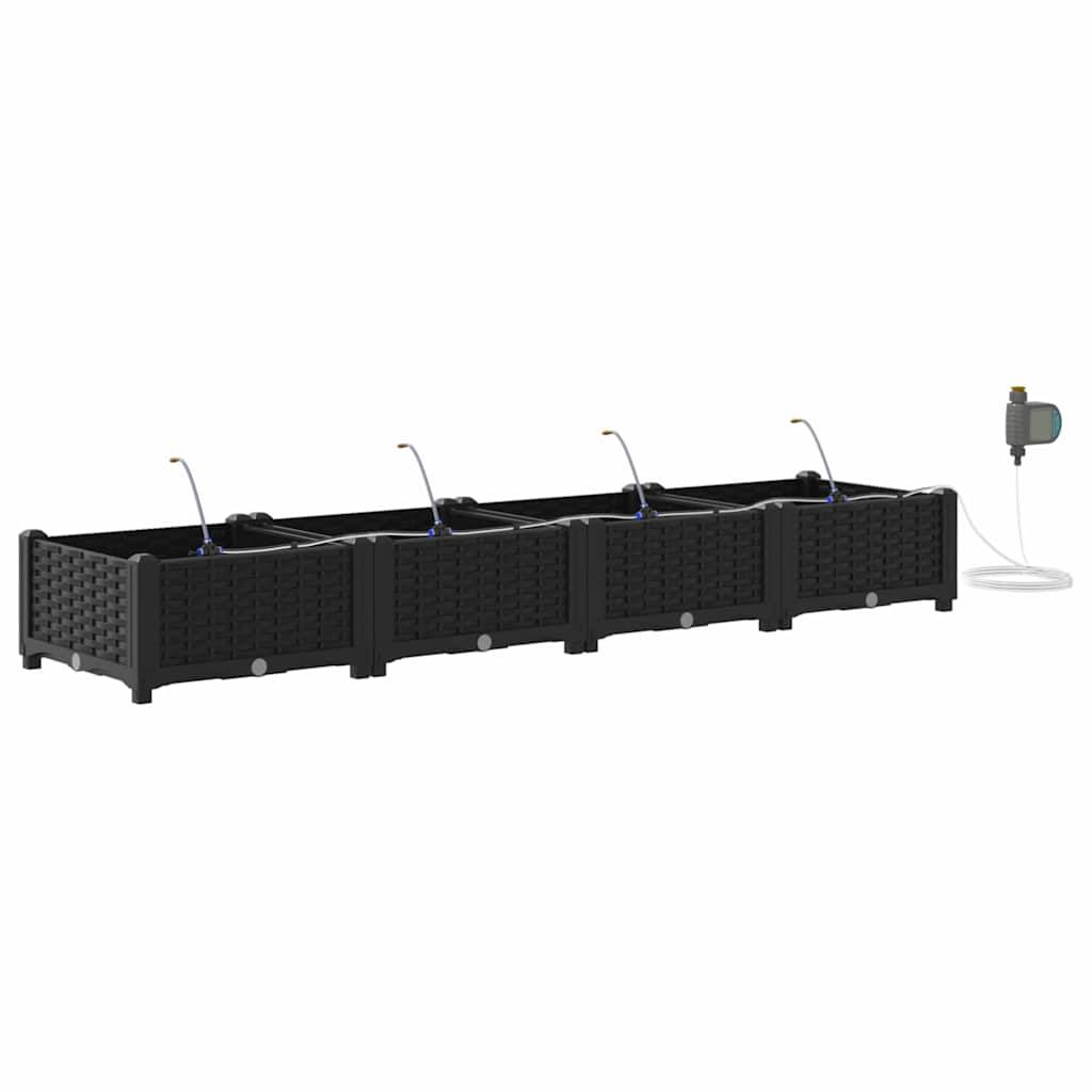Cache-pot de jardin 4 pcs | Bac à fleurs Noir Acier - Image 1