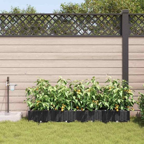 Cache-pot de jardin 4 pcs | Bac à fleurs Noir Acier - Image 3