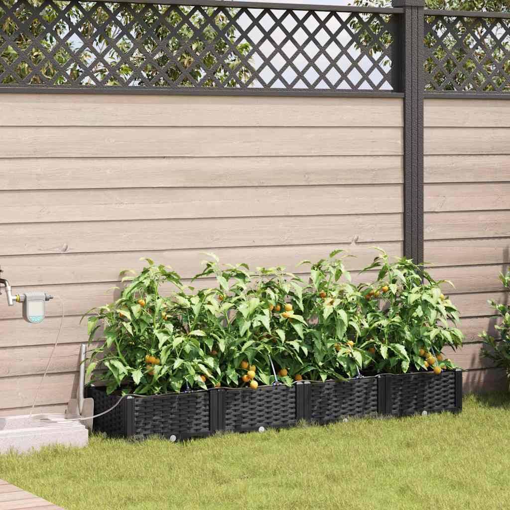 Cache-pot de jardin 4 pcs | Bac à fleurs Noir Acier - Image 2