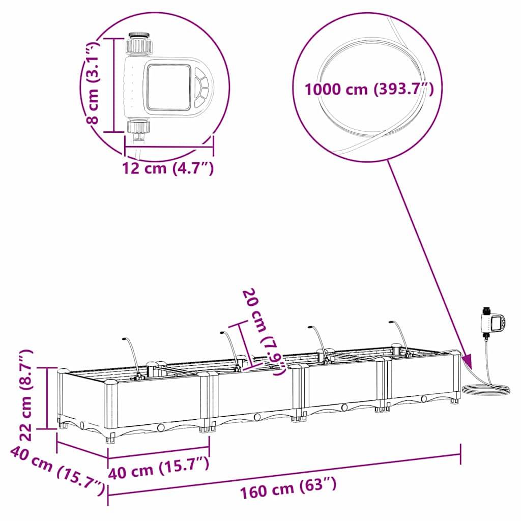 Cache-pot de jardin 4 pcs | Bac à fleurs Noir Acier - Image 8